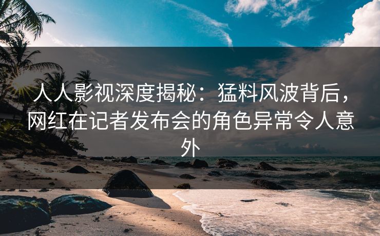 人人影视深度揭秘：猛料风波背后，网红在记者发布会的角色异常令人意外